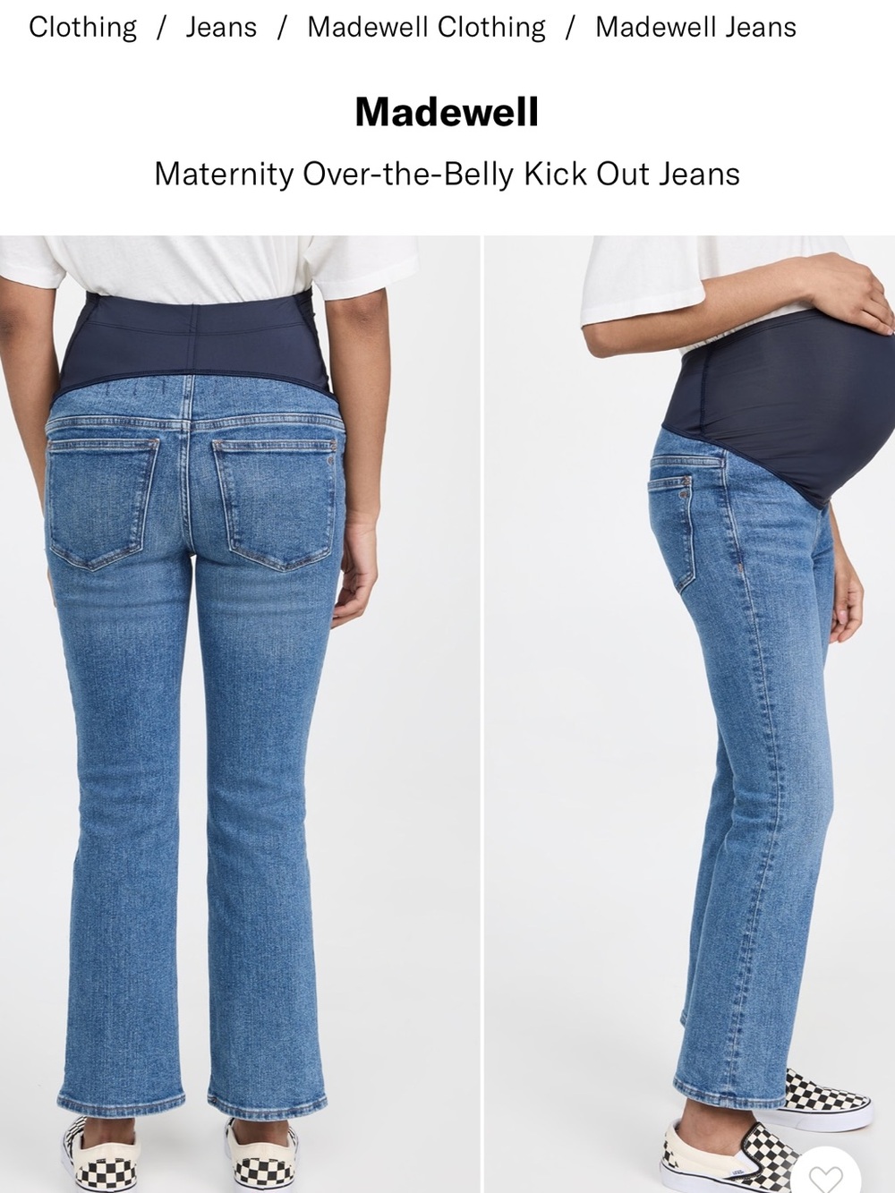 Madewell Navy-Panel Blue Kick-Out Maternity Jeans